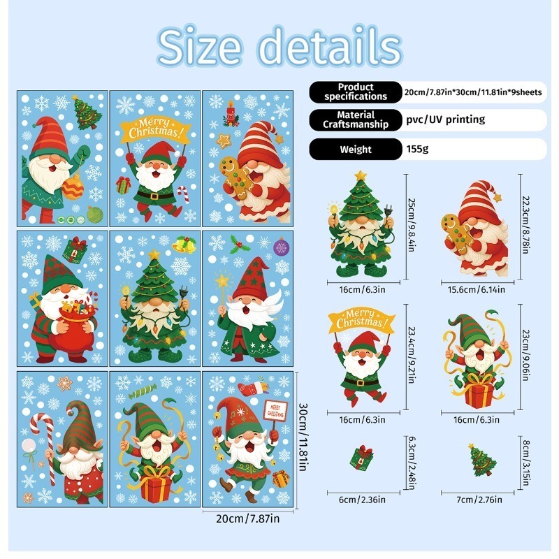 9 lembar/set stiker statis San - Sticker Sheet Set ulasan dan harga